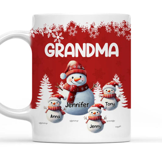 Personalized Snowman Family Mug for Grandma - Christmas Gift Cup MagicInPrints