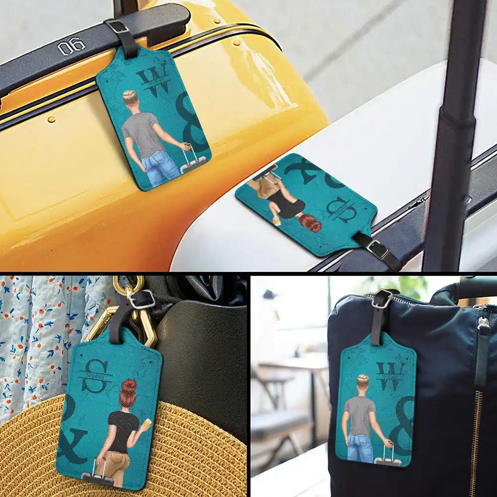Personalized Leather Luggage Tags for Couples with Initials - Travel Accessories Travel Gear MagicInPrints