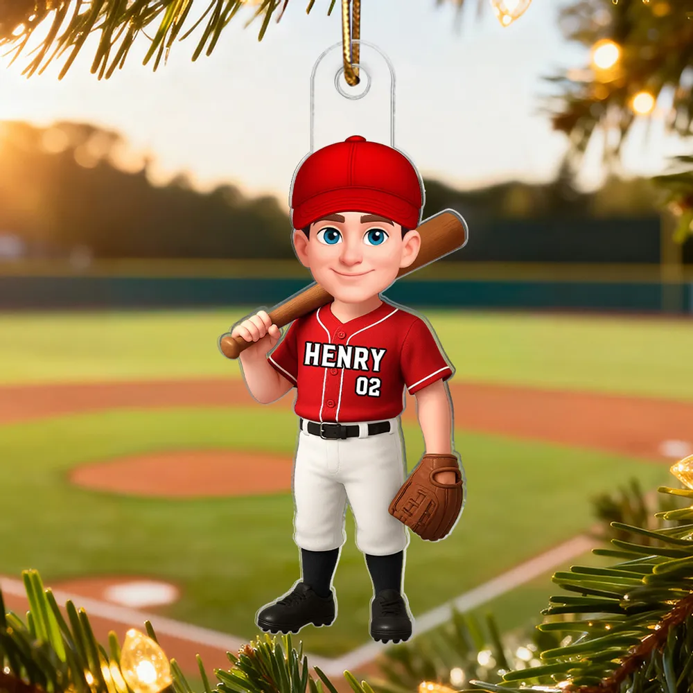 Custom Baseball Player Ornament for Kids - Personalized Christmas Decor Ornament MagicInPrints