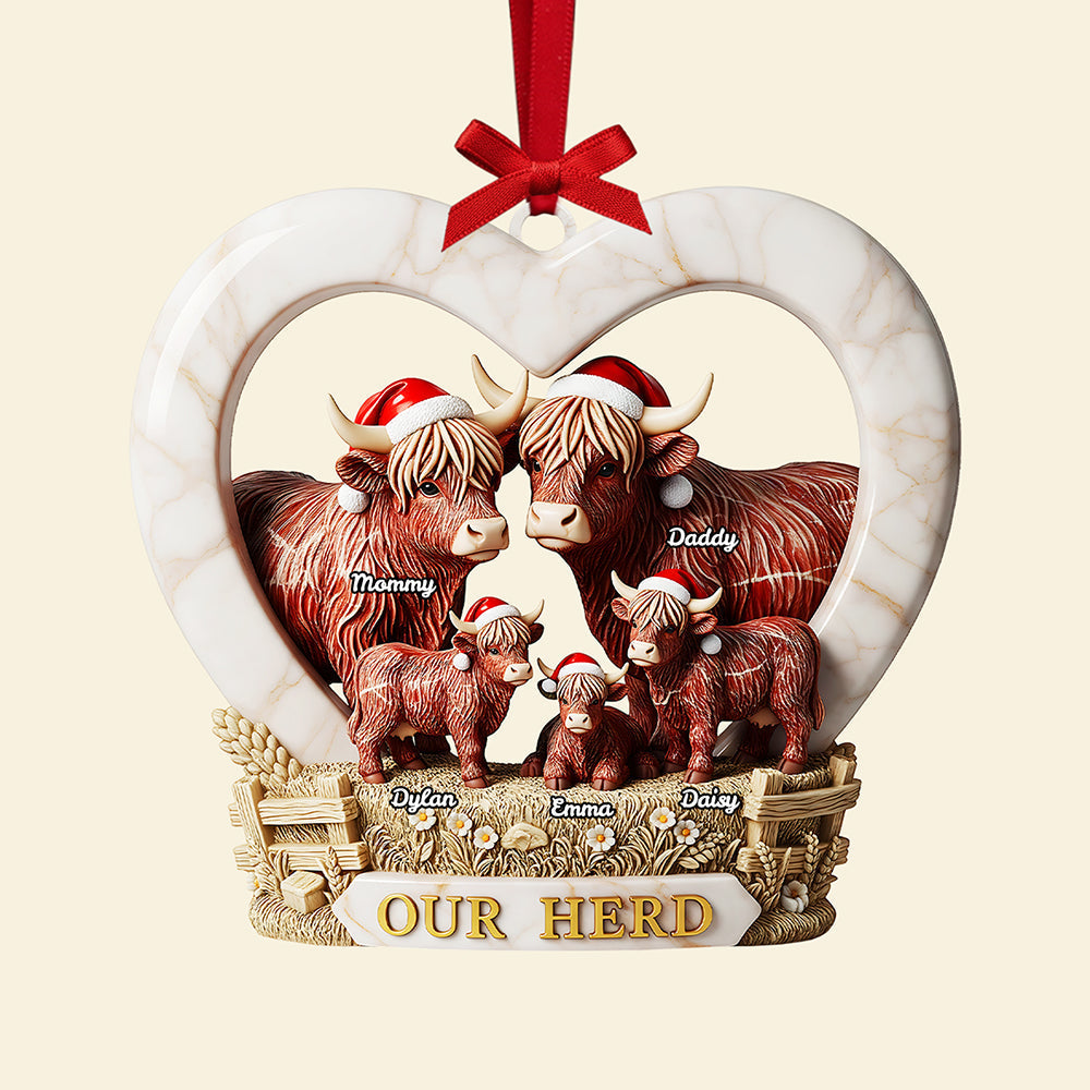 Our Herd - Personalized Highland Cow Christmas Ornament Ornament MagicInPrints