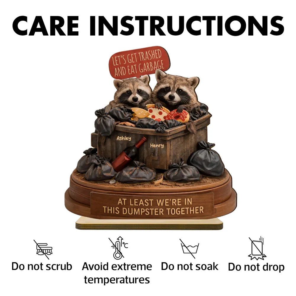 Personalized Raccoon Figurine for Couples - Humorous Home Decor Plaque MagicInPrints
