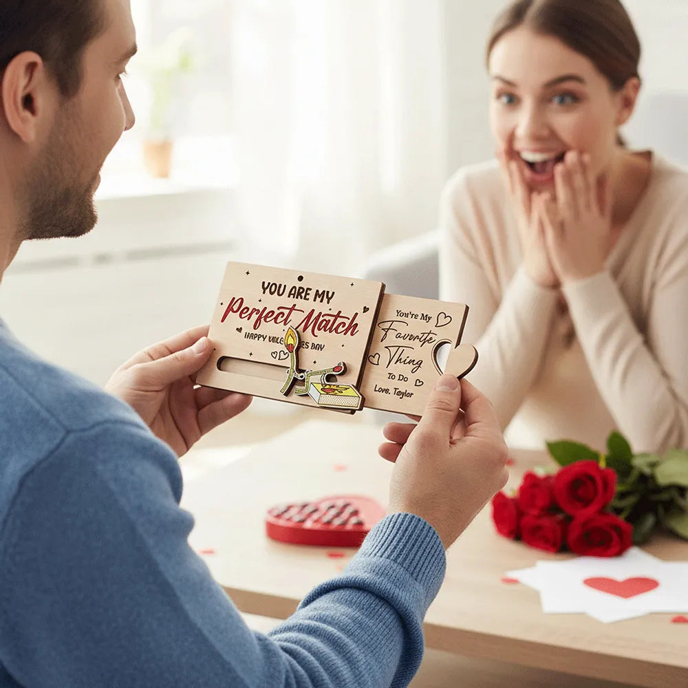 Personalized Wooden Valentine Card for Couples - Romantic Gift Ornament MagicInPrints