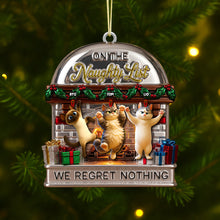 Load image into Gallery viewer, “On the Naughty List” - Customizable Cat Lovers Ornament - Perfect Gift for Pet Owners, Cat Enthusiasts &amp; Holiday Celebrations Ornament PopCulturePrints
