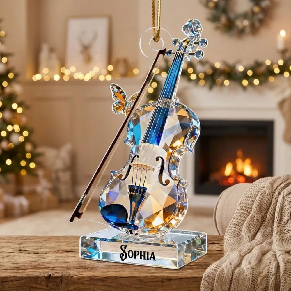 Personalized Crystal Violin Ornament with Name - Elegant Gift for Music Lovers Ornament MagicInPrints