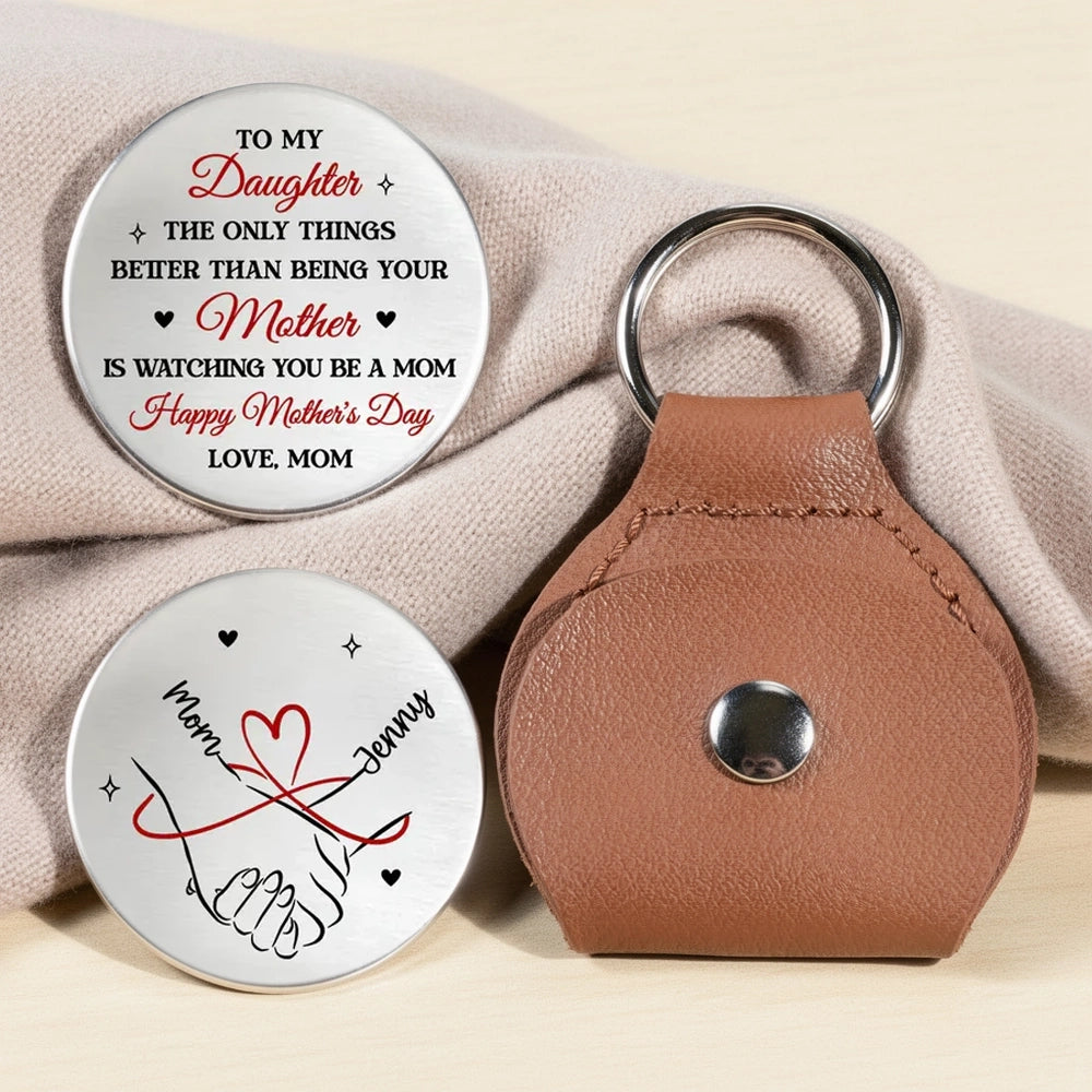 Personalized Leather Keychain for Daughter - Heartfelt Mother's Day Gift Keychain MagicInPrints