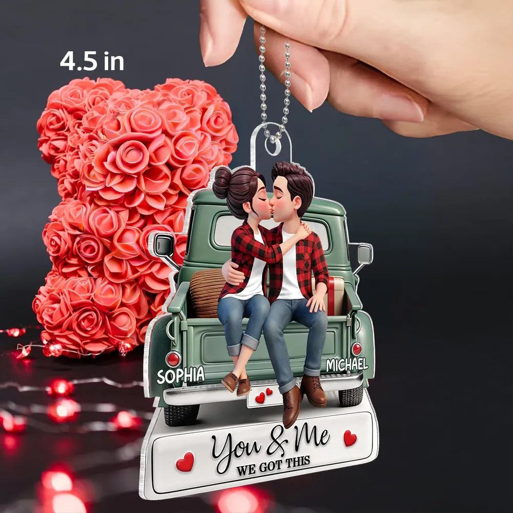 Personalized Couple Car Ornament for Lovers - Romantic Gift Car Hanger MagicInPrints