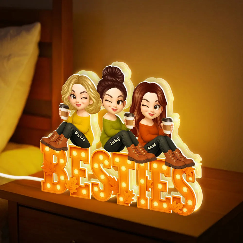 Personalized Besties LED Light for Friends - Cozy Home Decor Gift Plaque MagicInPrints