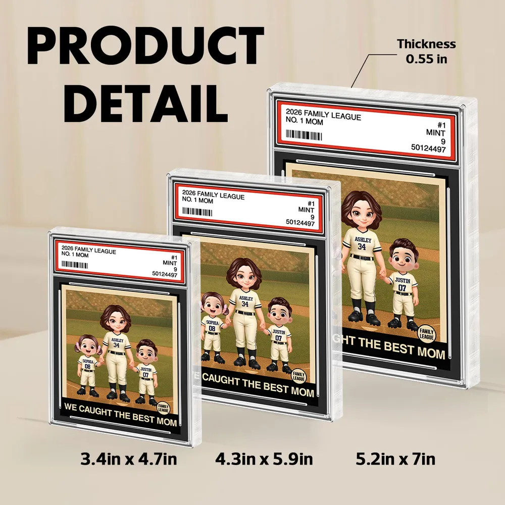 Custom Family Baseball Card Display for Mom - Personalized Mother's Day Gift Plaque MagicInPrints