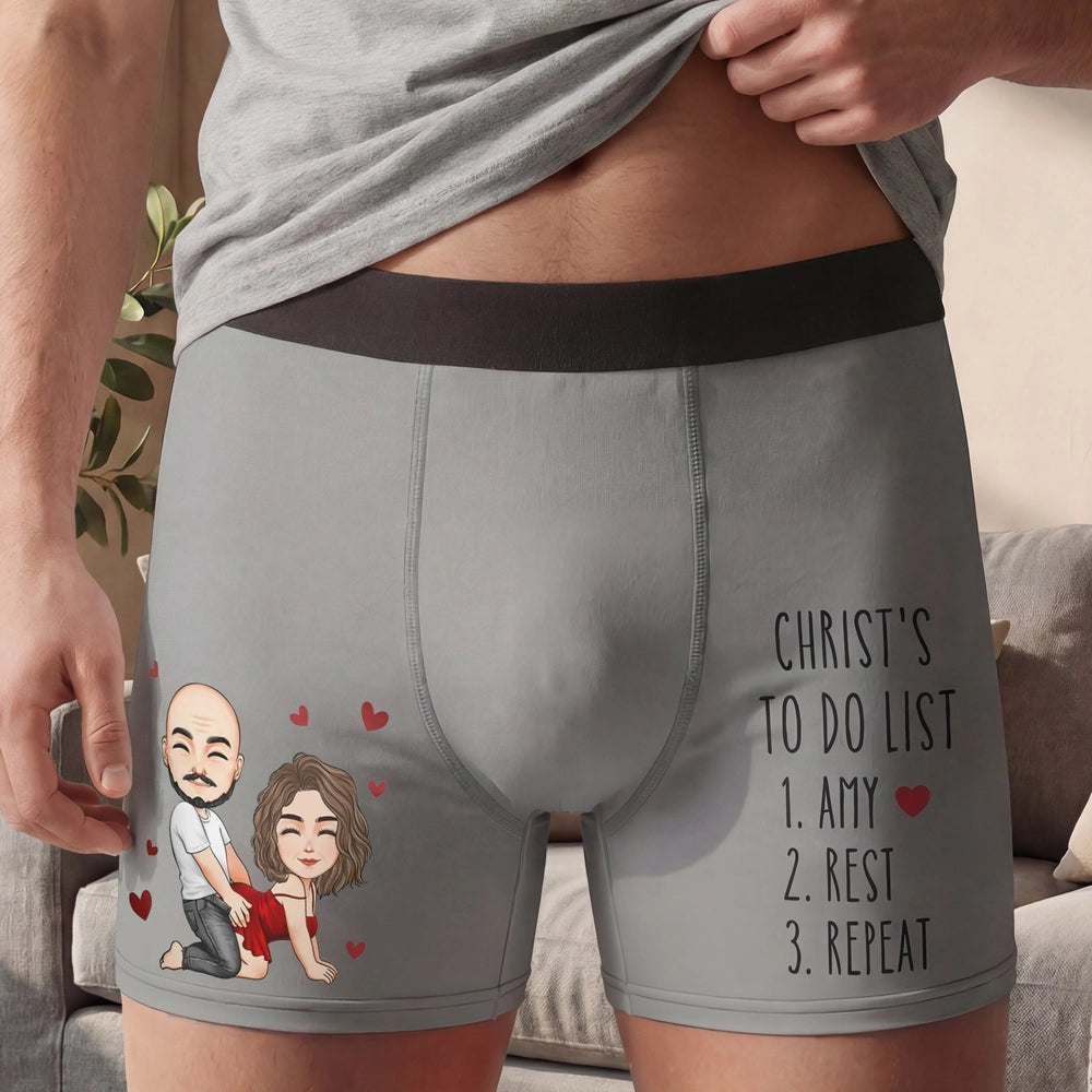 Custom Cartoon Couple Boxers for Him - Fun Romantic Gift Underwear MagicInPrints