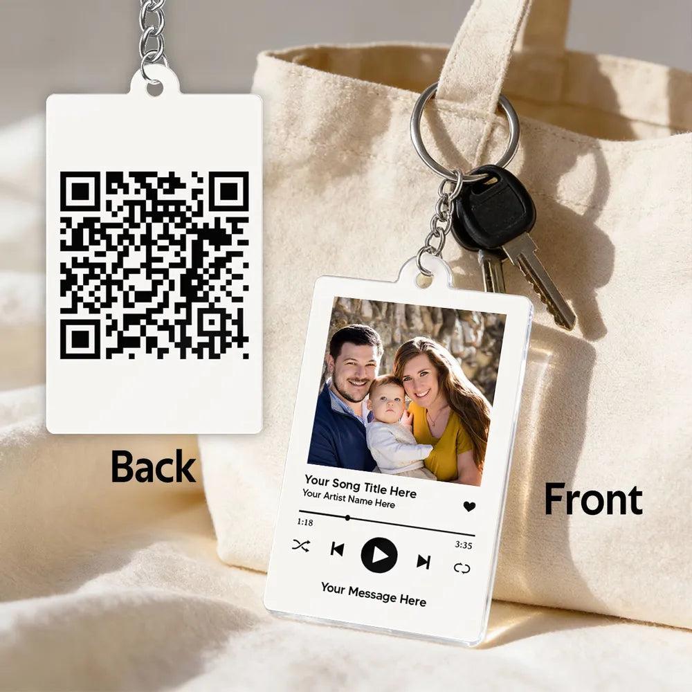 Custom Music Plaque Keychain for Couples with QR Code - Wedding Gift Keychain MagicInPrints