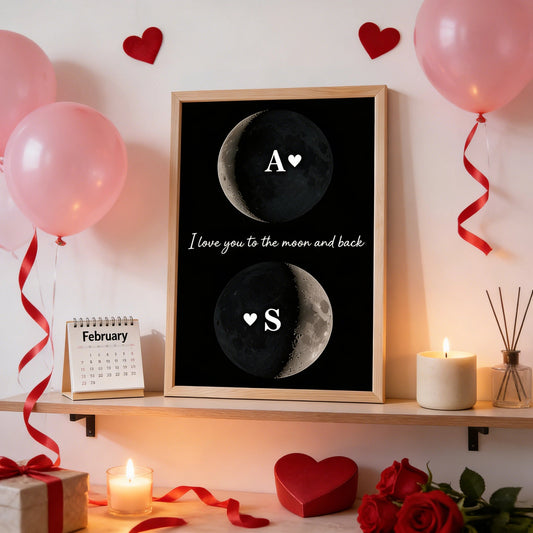 Personalized Moon Phase Wall Art for Couples - Romantic Valentine's Gift Poster or Canvas MagicInPrints