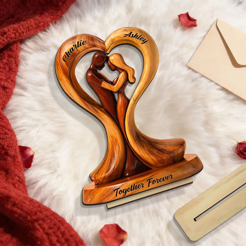 Personalized Wooden Couple Sculpture for Couples - Romantic Gift for Anniversary Plaque MagicInPrints