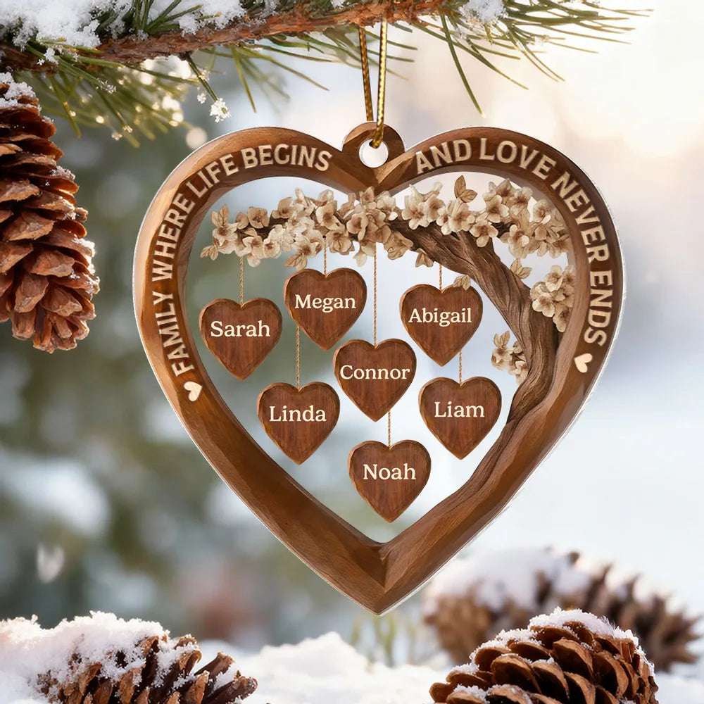 Personalized Heart Tree Family Ornament for Christmas - Custom Names Keepsake Ornament MagicInPrints