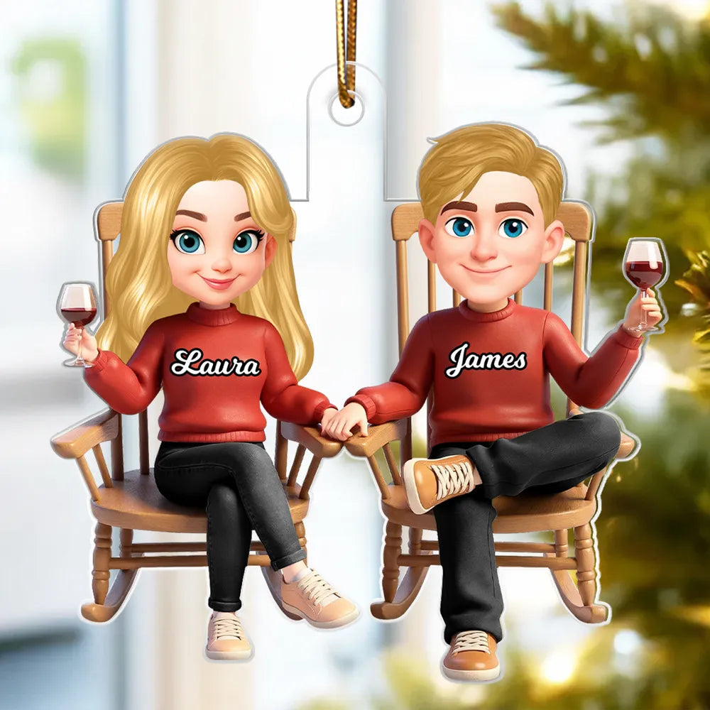 Personalized Couple Ornament for Wine Lovers - Anniversary Gift Ornament MagicInPrints