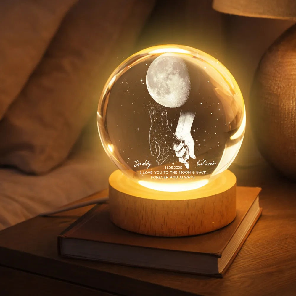 Personalized LED Moon Lamp for Dad and Child - Sentimental Gift Lamp MagicInPrints