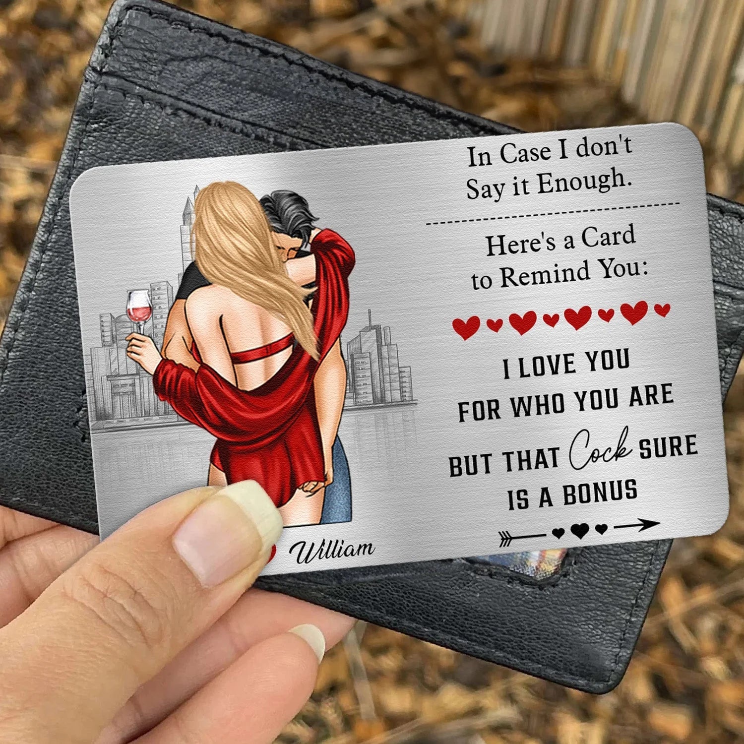 Personalized Romantic Metal Card for Couples - Anniversary Gift Wallet Card MagicInPrints