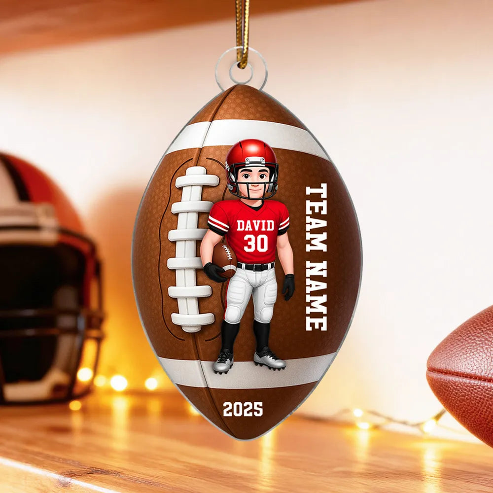 Personalized Football Ornament for Kids with Custom Name and Year - Christmas Tree Decoration Ornament MagicInPrints