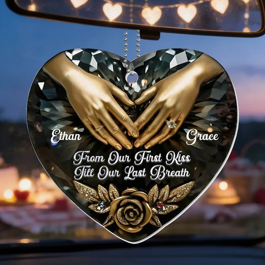 Personalized Heart Car Ornament for Couples - Romantic Keepsake Gift Car Hanger MagicInPrints