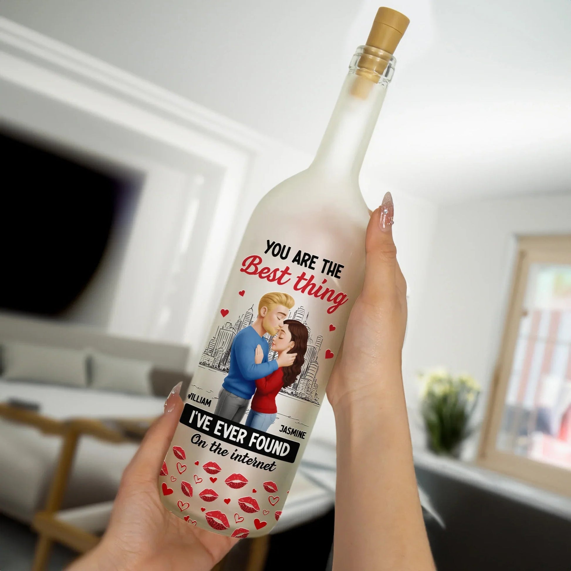 Personalized Romantic Wine Bottle for Couples - Christmas Gift Lamp MagicInPrints