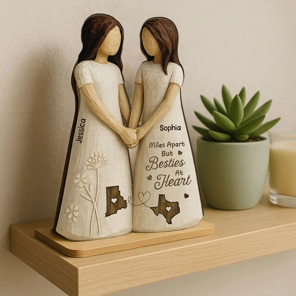 Personalized Best Friends Wooden Figurine - Long Distance Friendship Gift Plaque MagicInPrints