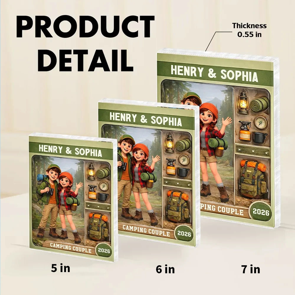 Personalized Camping Couple Acrylic Block for Outdoor Enthusiasts - Anniversary Gift Plaque MagicInPrints