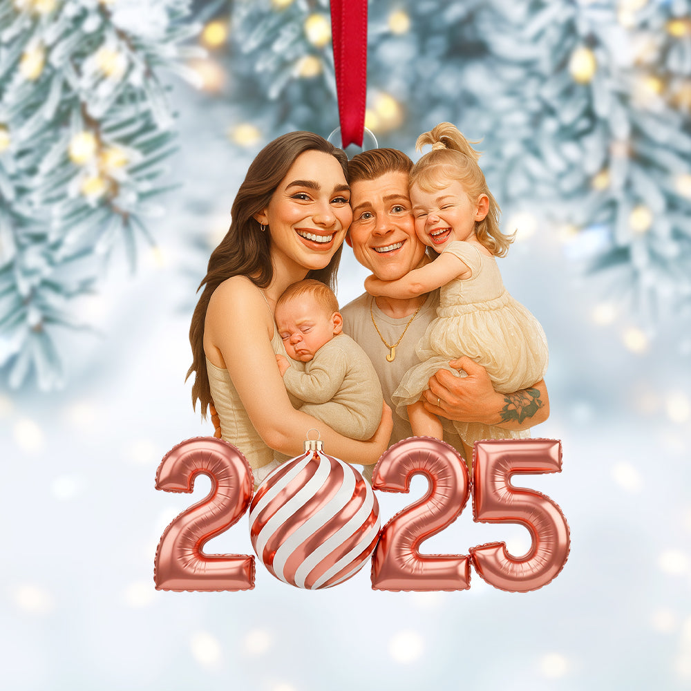 "Cherish the Memories" - Custom Caricature Photo Christmas Ornament - Personalized Gift for Families Ornament MagicInPrints