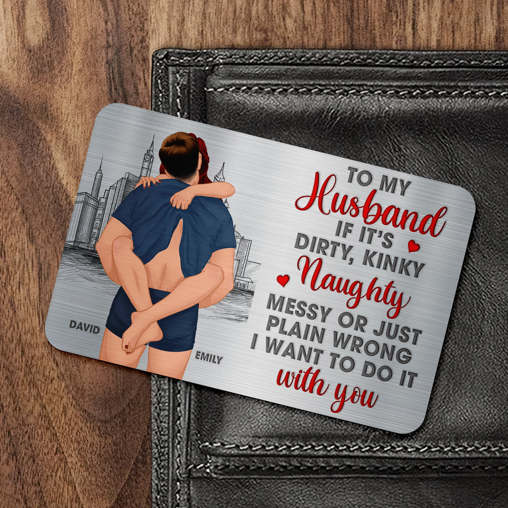 Personalized Naughty Couple Aluminum Wallet Card for Him Wallet Card PopCulturePrints