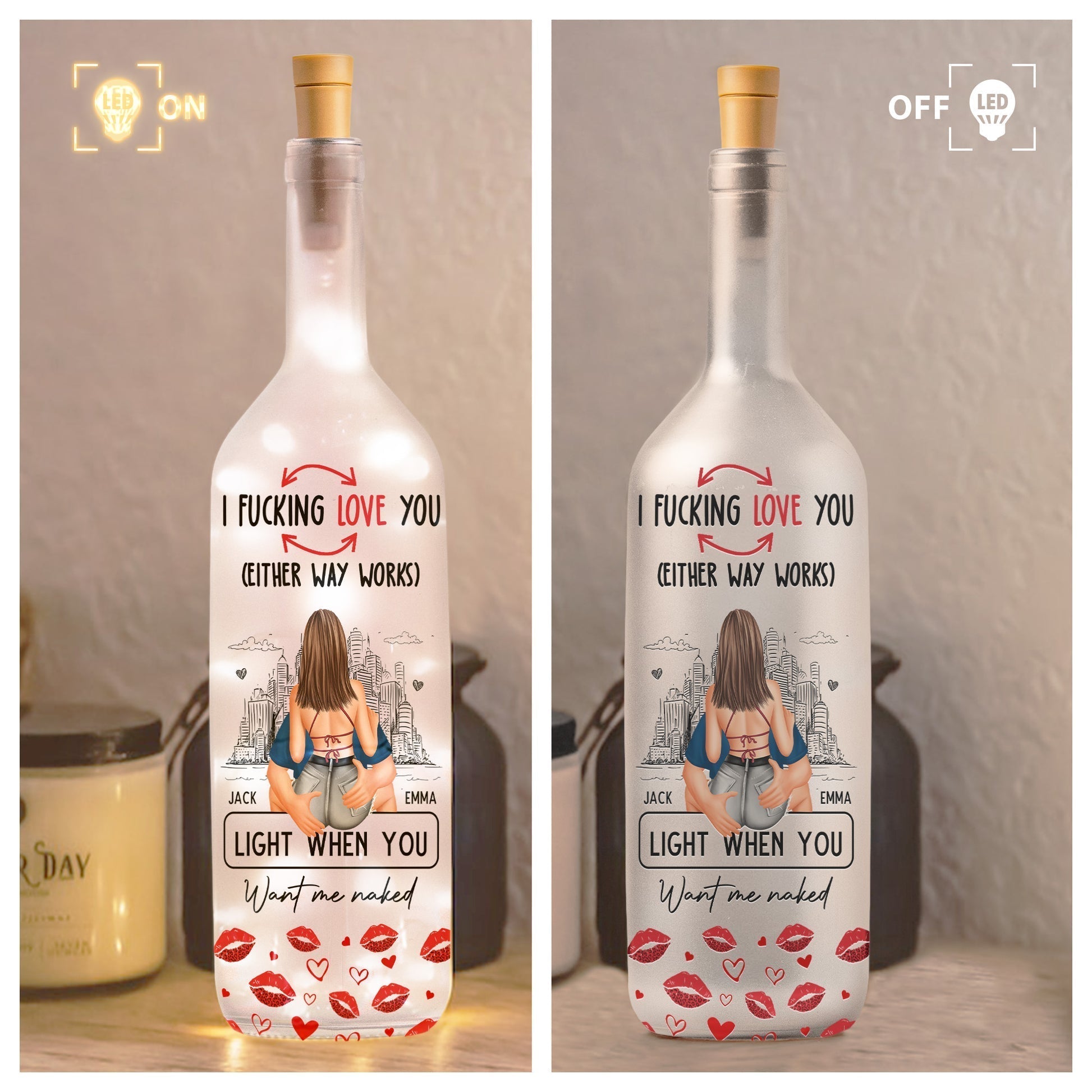 Personalized Romantic LED Bottle Light for Couples - Anniversary Gift Lamp MagicInPrints