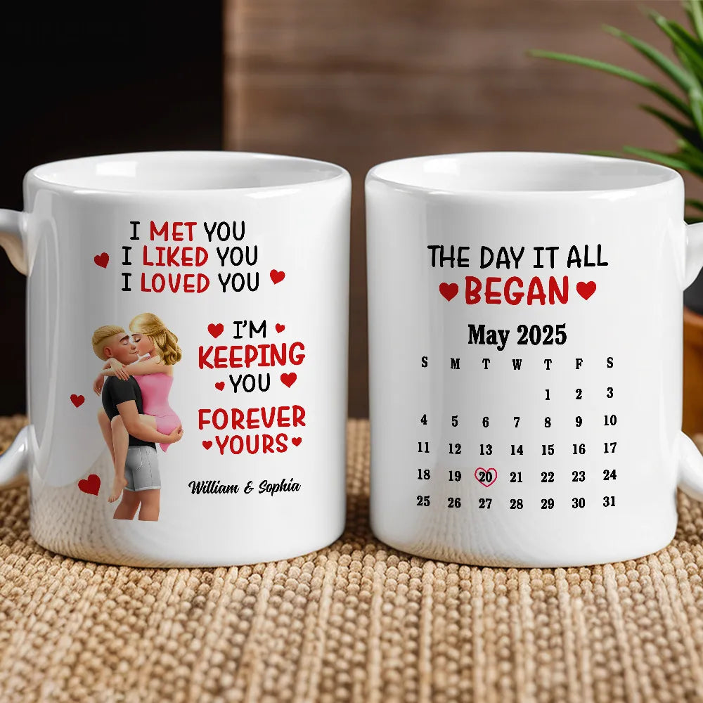 Personalized Couple Mug Set with Calendar - Anniversary Gift for Partners Cup MagicInPrints