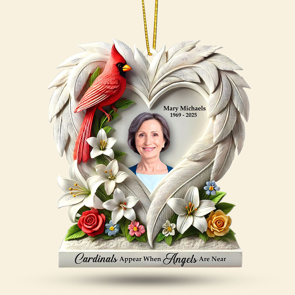 Cardinals Appear When Angels Are Near - Custom Photo Memorial Ornament Ornament PopCulturePrints