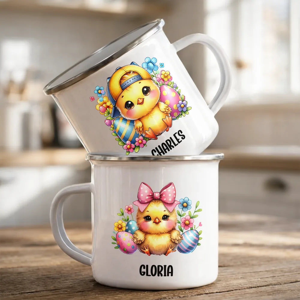 Personalized Easter Bunny Enamel Mug for Kids - Cute Spring Gift Cup MagicInPrints