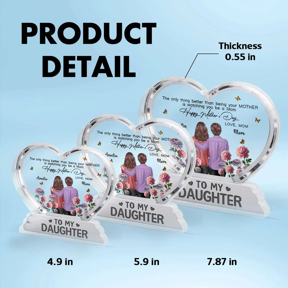 Custom Heart-Shaped Acrylic Plaque for Daughter - Mother's Day Gift Plaque MagicInPrints