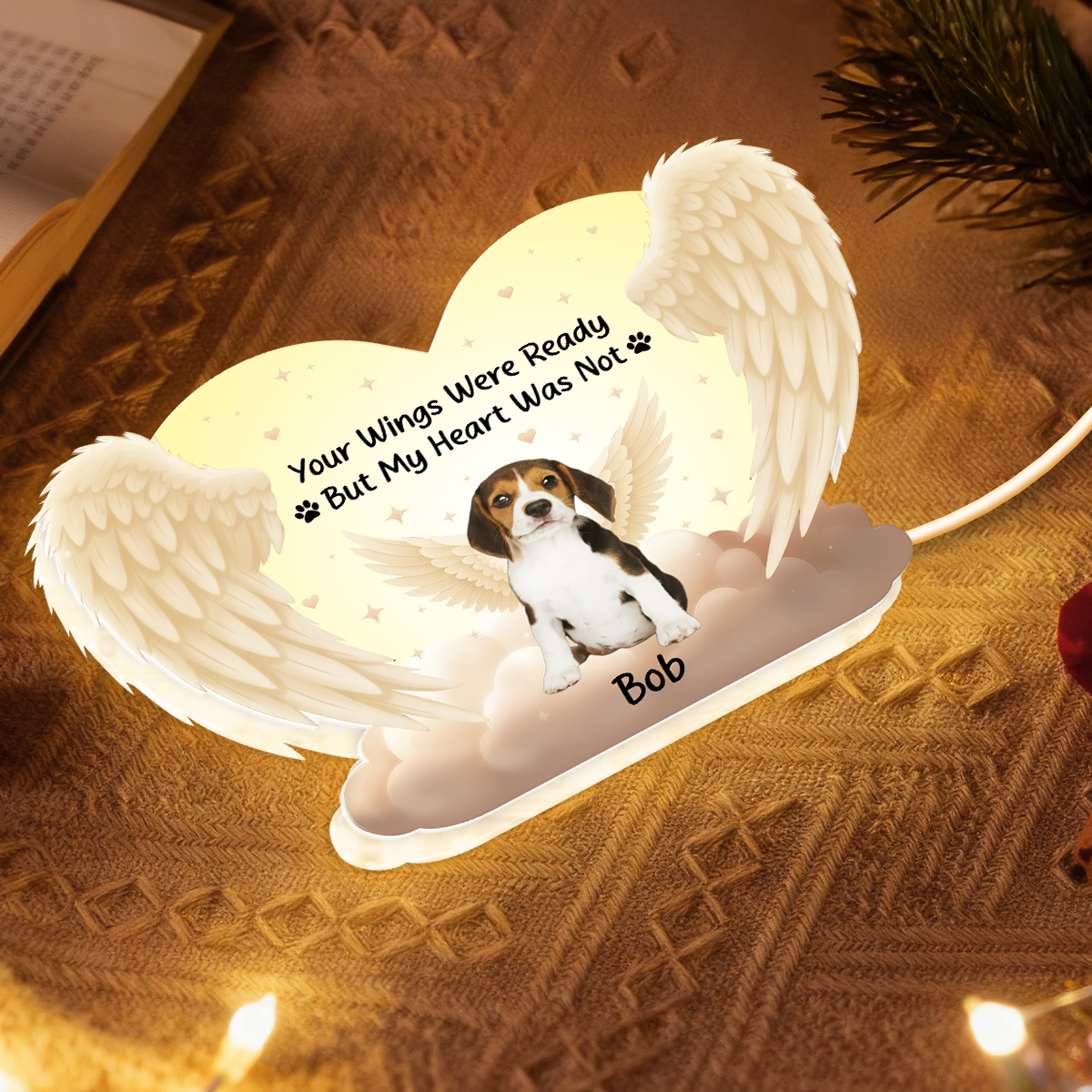Personalized Pet Memorial LED Light for Dog Lovers - Heartfelt Tribute Gift Plaque MagicInPrints