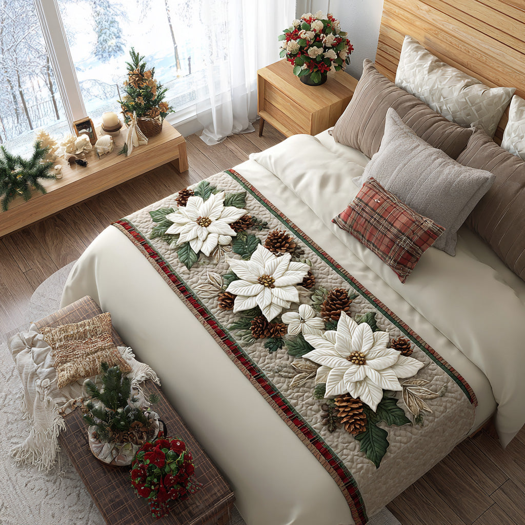 Embrace the Warmth of Winter – Personalized Quilted Bed Runner – Gift for Home Decor Enthusiasts Quilted Bed Runner MagicInPrints