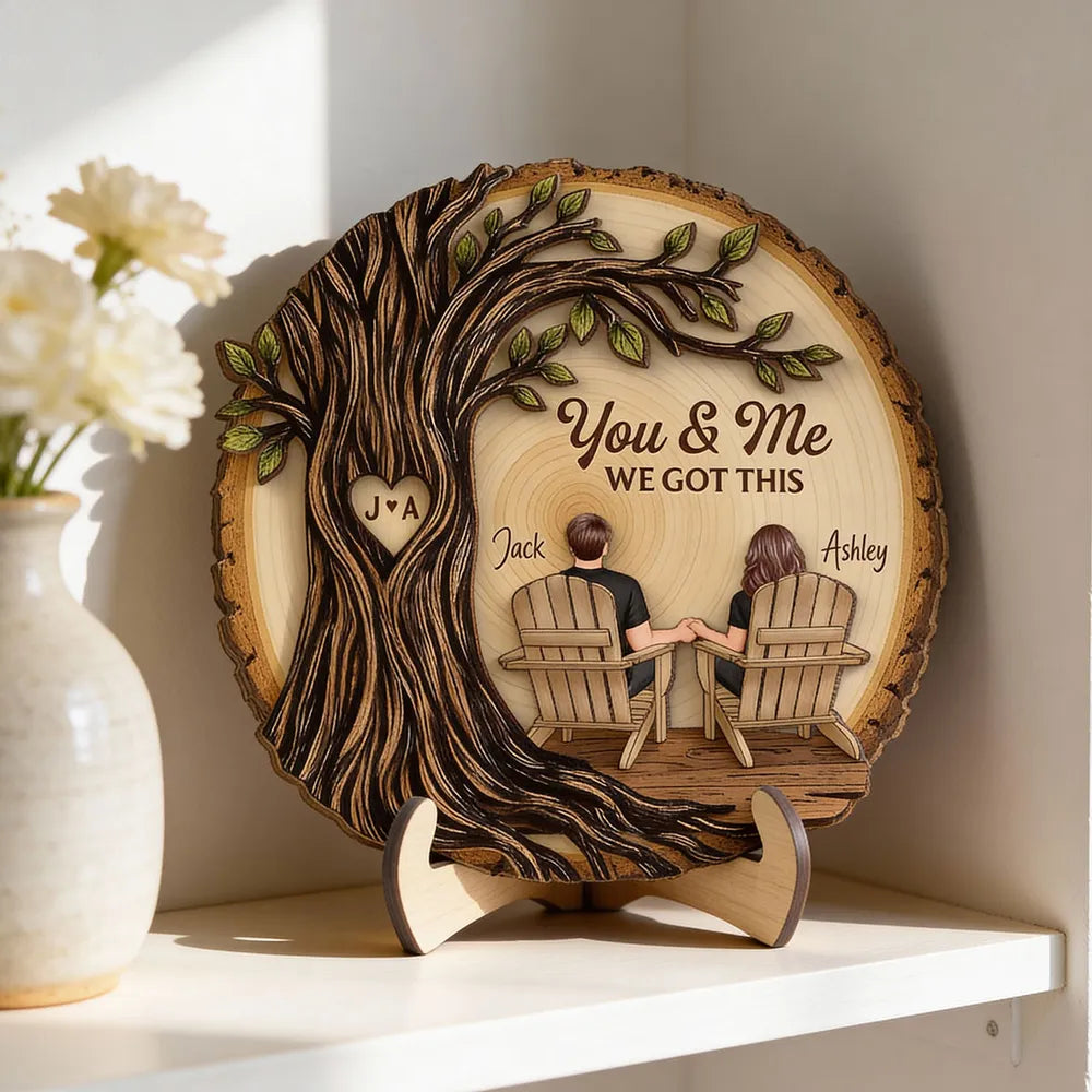 Personalized Wooden Plaque for Couples - You & Me Tree Design Plaque MagicInPrints