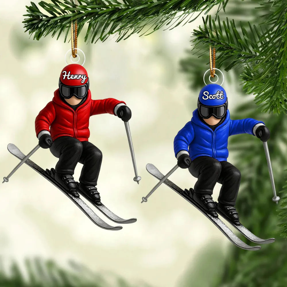 Personalized Skiing Ornament for Winter Sports Enthusiasts - Holiday Decor Ornament MagicInPrints