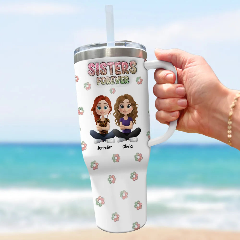 Personalized Sisters Forever Tumbler for Girls - Gift for Siblings Cup MagicInPrints
