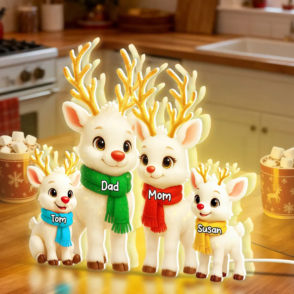 Personalized Reindeer Family Figurines for Christmas - Custom Names Plaque MagicInPrints