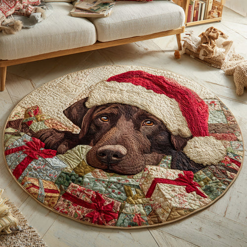 Celebrate Love with Your Furry Friend – Personalized Quilted Round Mat – Gift for Dog Lovers Quilted Round Mat MagicInPrints