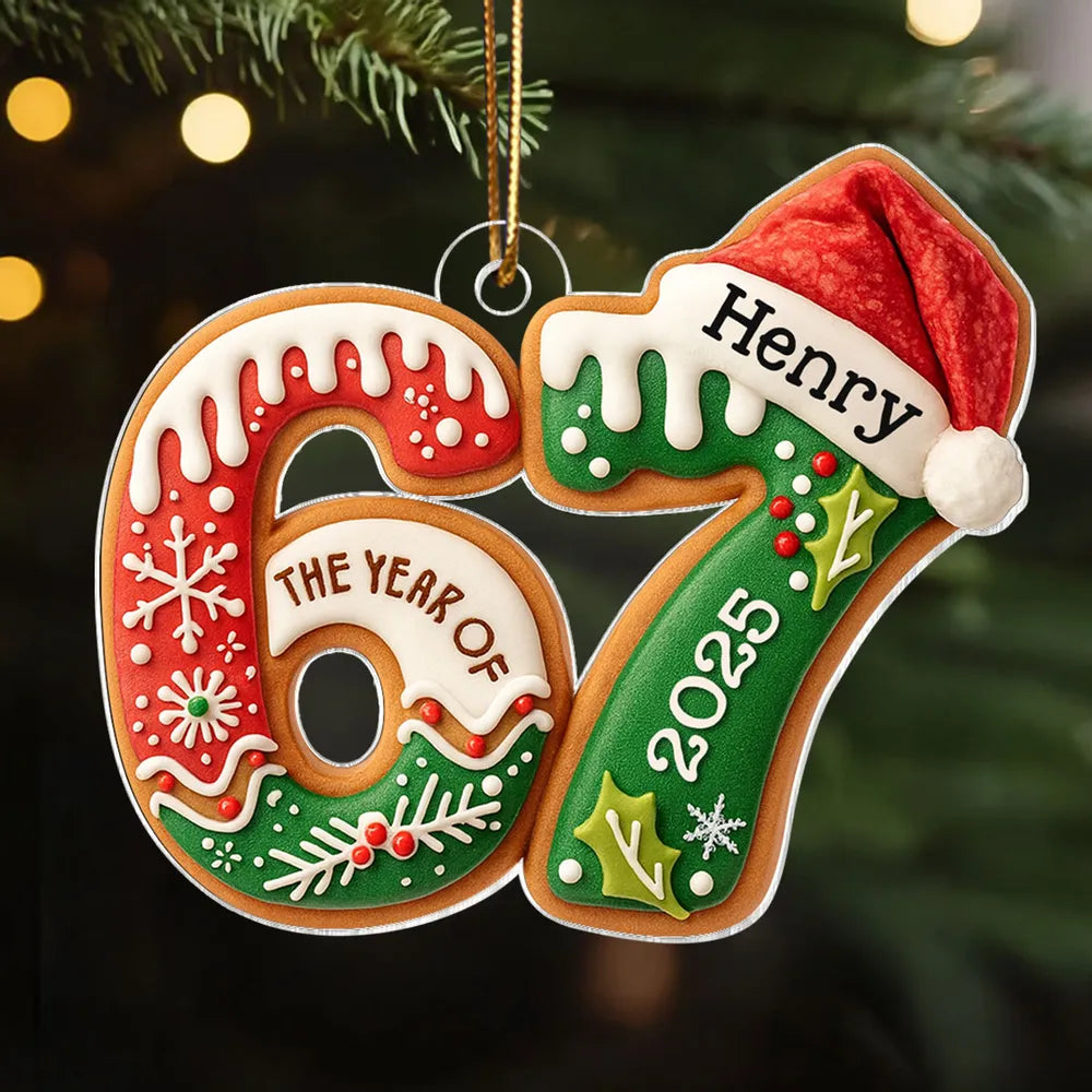Personalized Christmas Ornament for Adults - Custom Year '67 with Santa Hat Ornament MagicInPrints