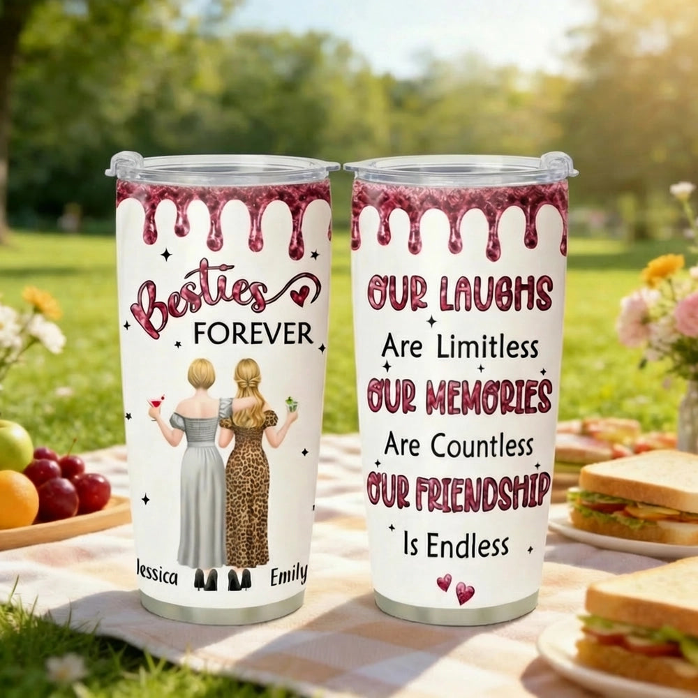Personalized Besties Forever Tumbler for Friends - Custom Names Gift Cup MagicInPrints