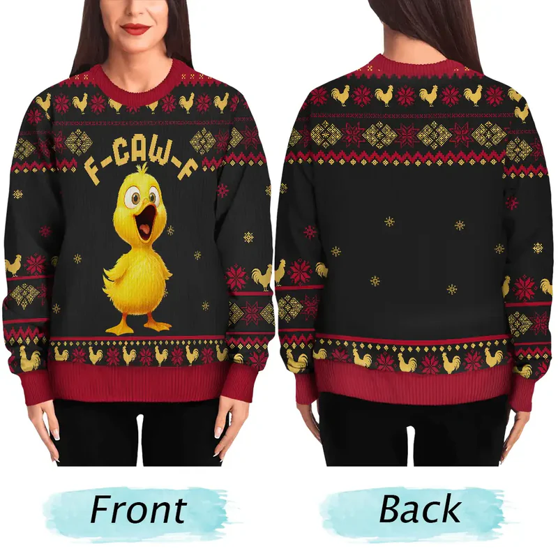 Funny Rooster Ugly Christmas Sweater for Adults - Holiday Humor Cloth MagicInPrints