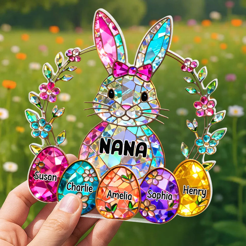 Custom Stained Glass Bunny Suncatcher for Grandma - Easter Decor Plaque MagicInPrints