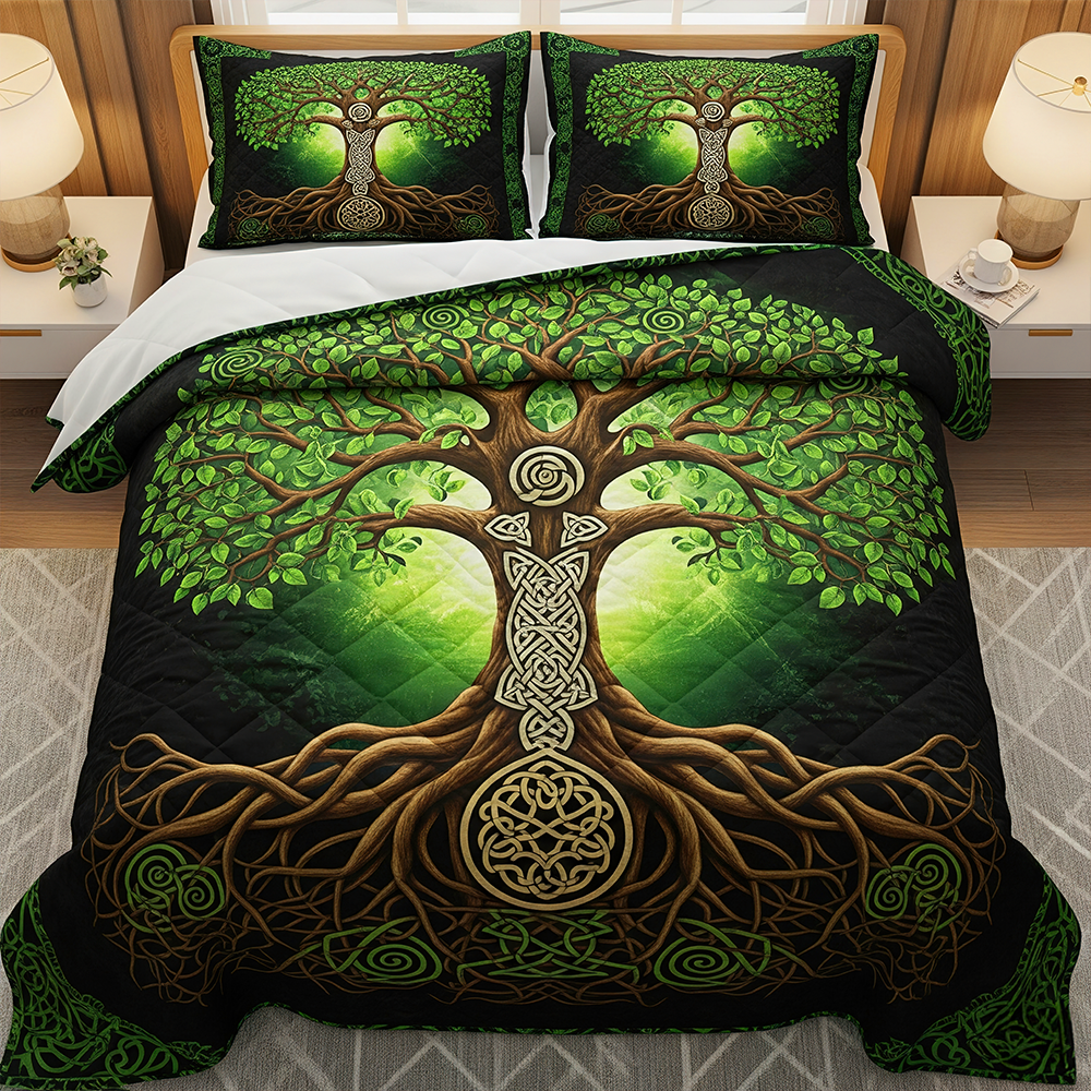 “Embrace the Wisdom of Nature” - Tree of Life Quilt Bedding Set - Customizable Gift for Nature Lovers & Home Decor Enthusiasts Blanket MagicInPrints