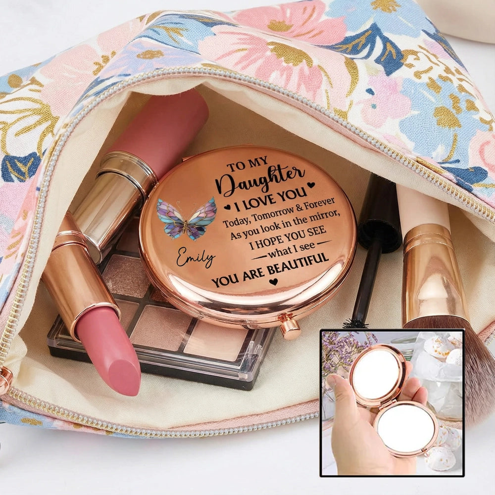 Personalized Compact Mirror for Daughter with Sentimental Message - Gift for Special Occasions Beauty Tools MagicInPrints