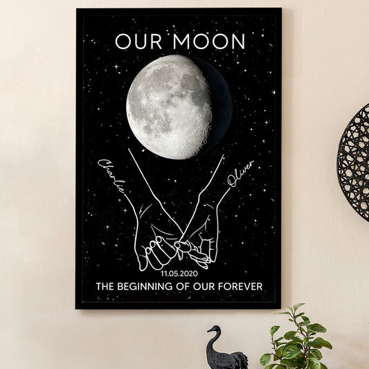 Personalized Moon Phase Couple Wall Art - Romantic Anniversary Gift Poster or Canvas MagicInPrints