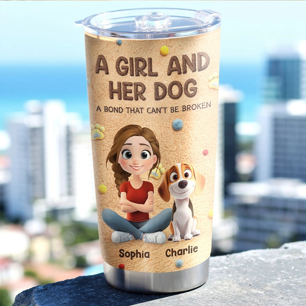Personalized Tumbler for Dog Lovers - A Girl and Her Dog Design Cup MagicInPrints