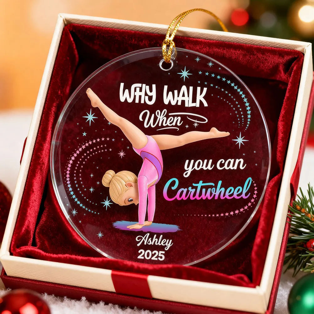 Personalized Gymnastics Christmas Ornament for Kids - Custom Name Decoration Ornament MagicInPrints