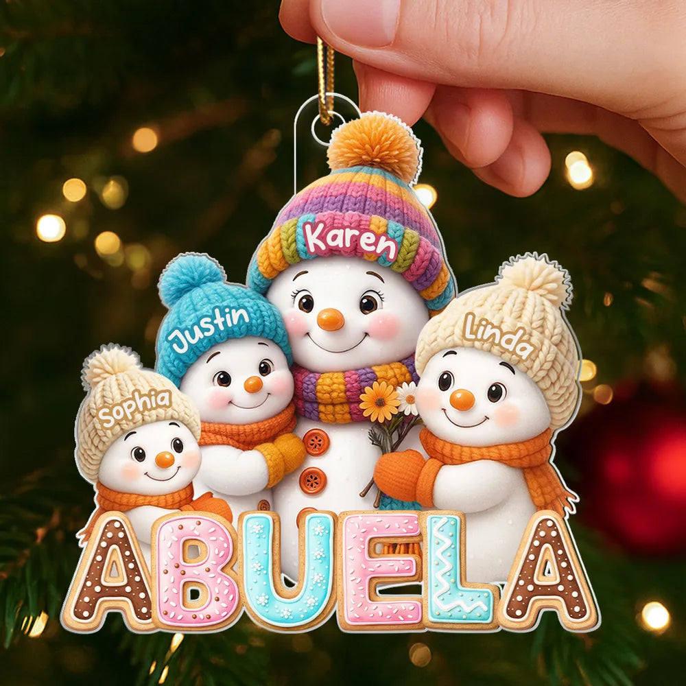 Personalized Snowman Family Christmas Ornament for Grandma - Holiday Decoration Ornament MagicInPrints