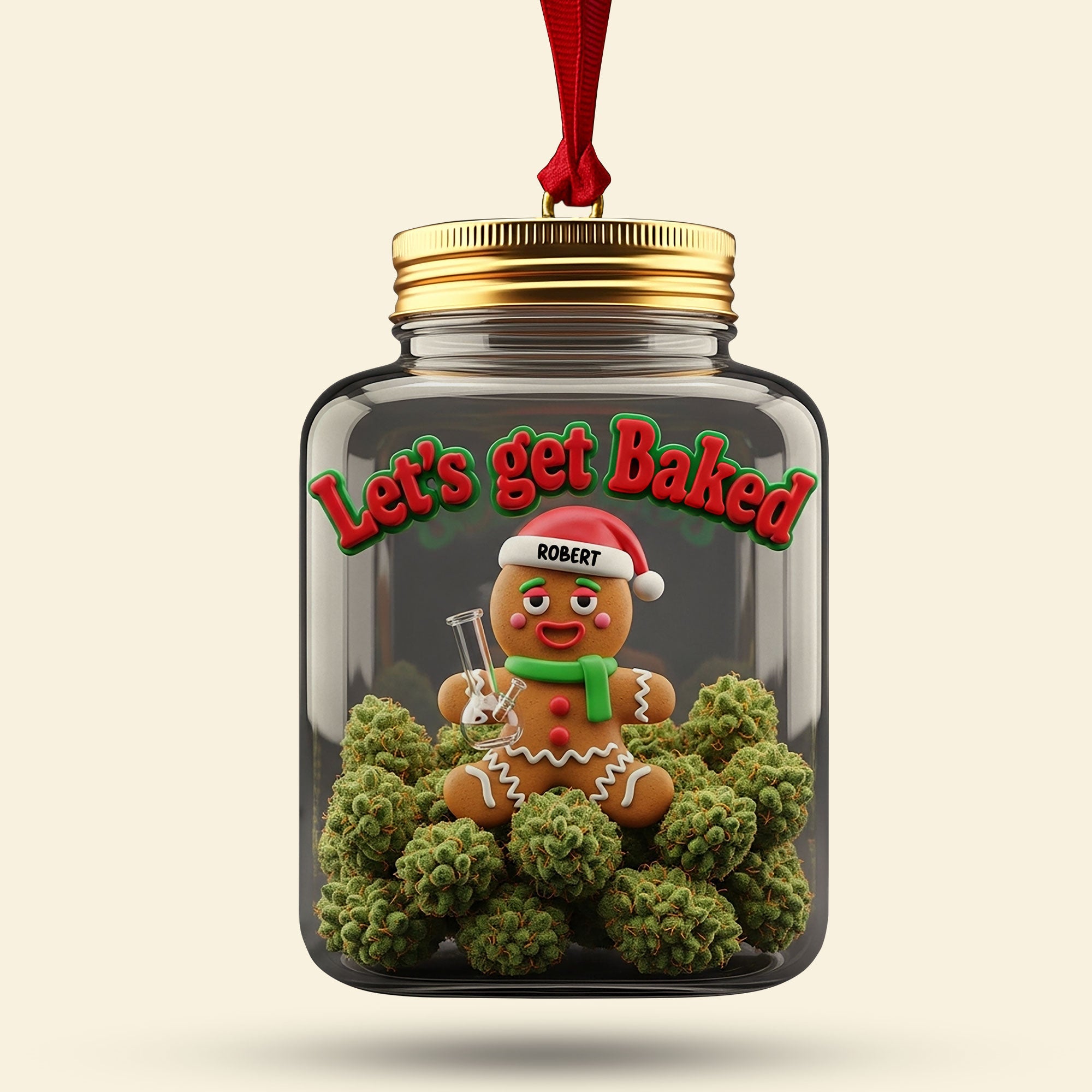 Let's Get Baked Gingerbread Weed Ornament - Personalized Gift for Weed Lovers Ornament MagicInPrints